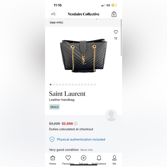 ✨🪩YSL Yves Saint Laurent Black Chevron Bag with Gold Chain - Picture 7 of 7